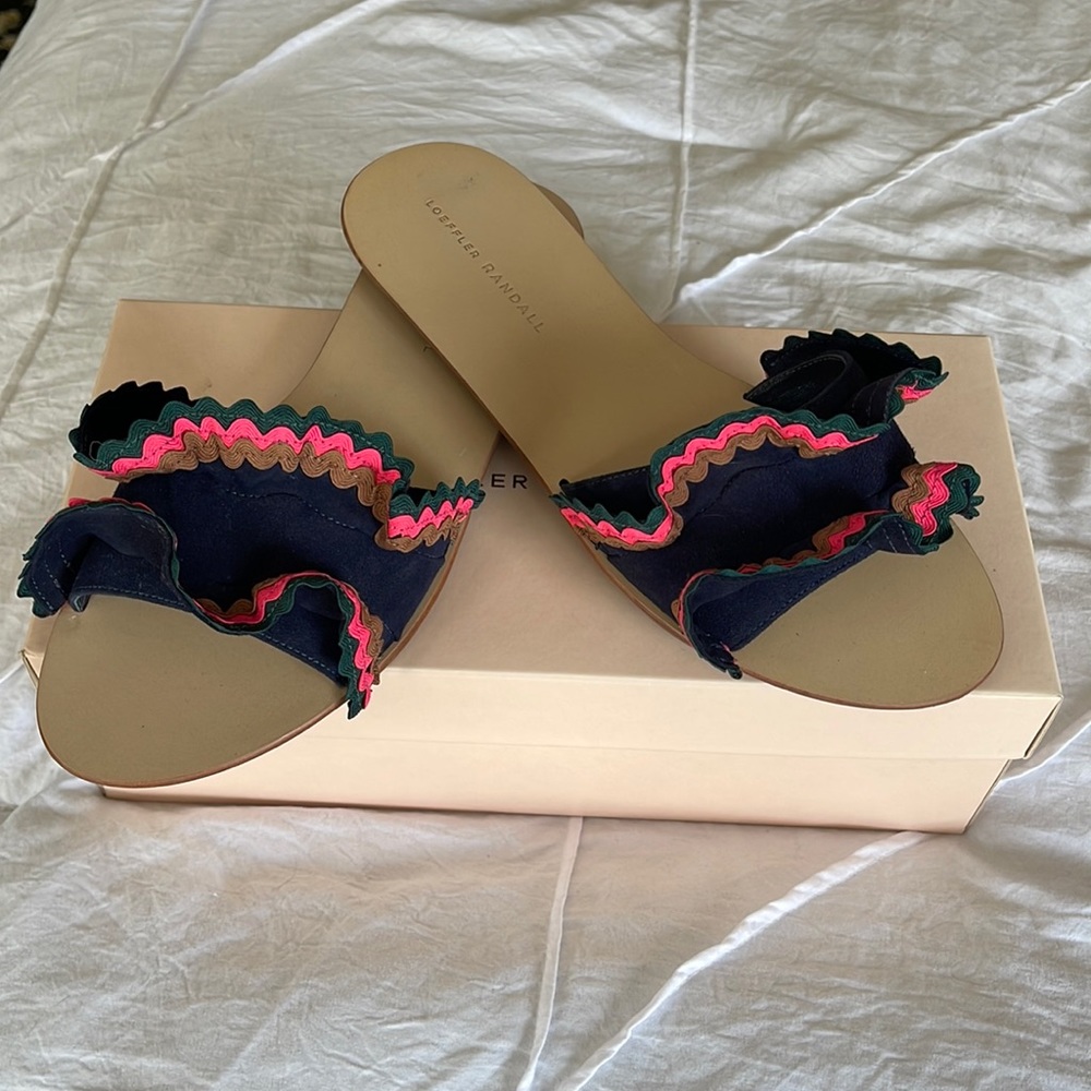 Loeffler Randall slides. Size 9 navy blue suede